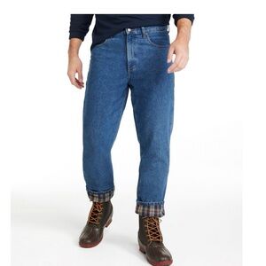 NWT ! L.L. Bean Classic Fit Flannel Blue Jeans